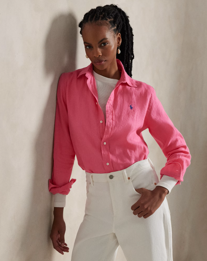 CLASSIC FIT LINEN  SHIRT-HT FUSCHIA