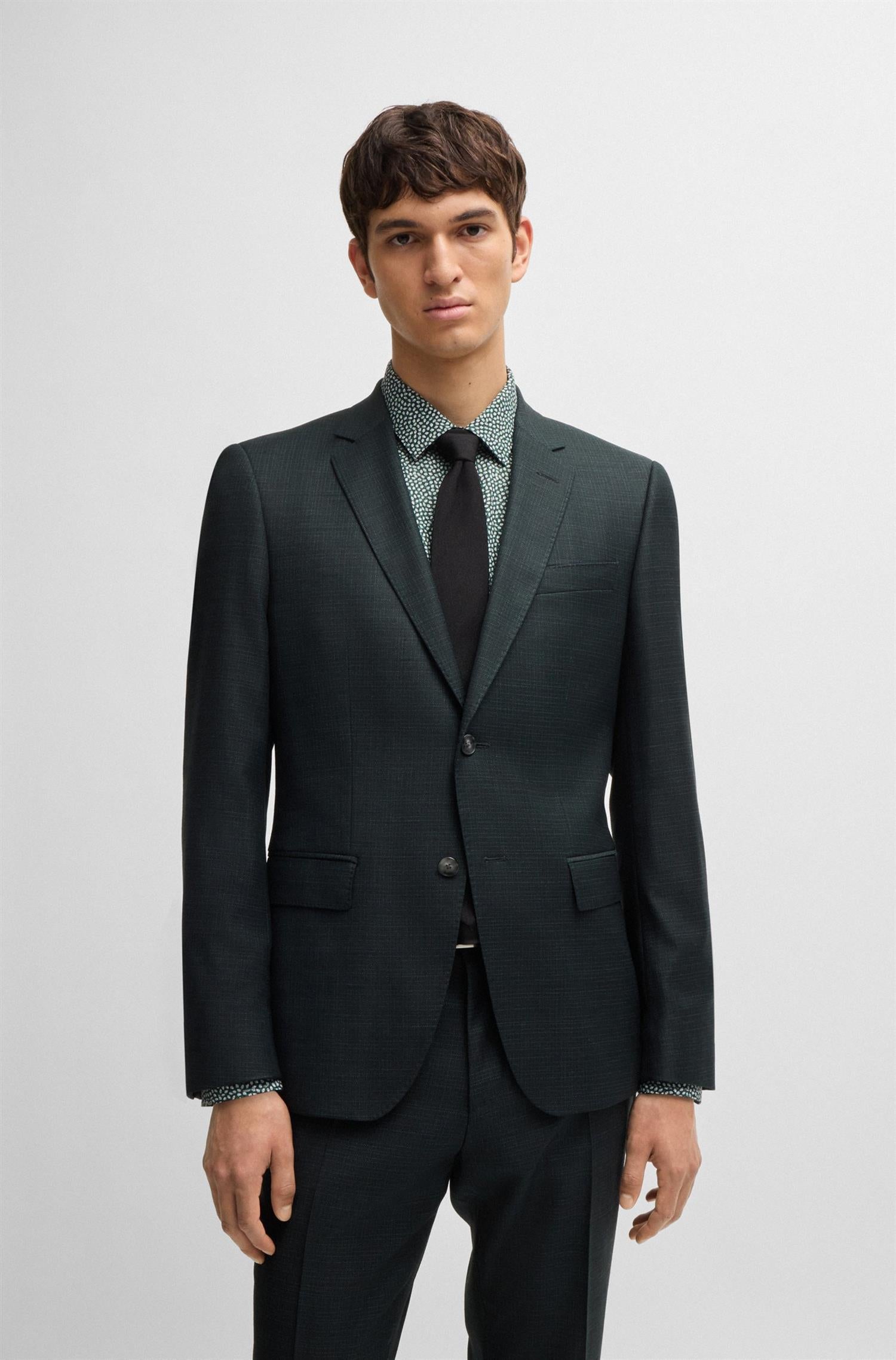 HUGE 2PCS SUIT IN MICRO PATTERNED STRETCH WOOL