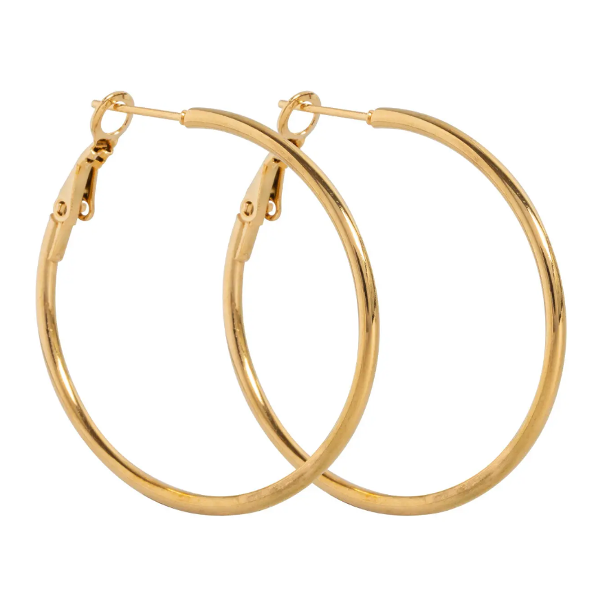 Jo - Medium Hoop Earrings 35 mm Stainless Steel - Gold