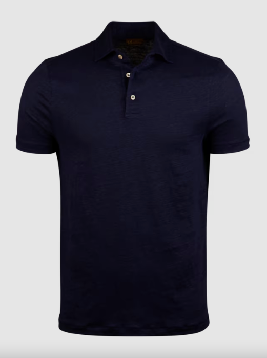 BLUE LINEN POLO SHIRT