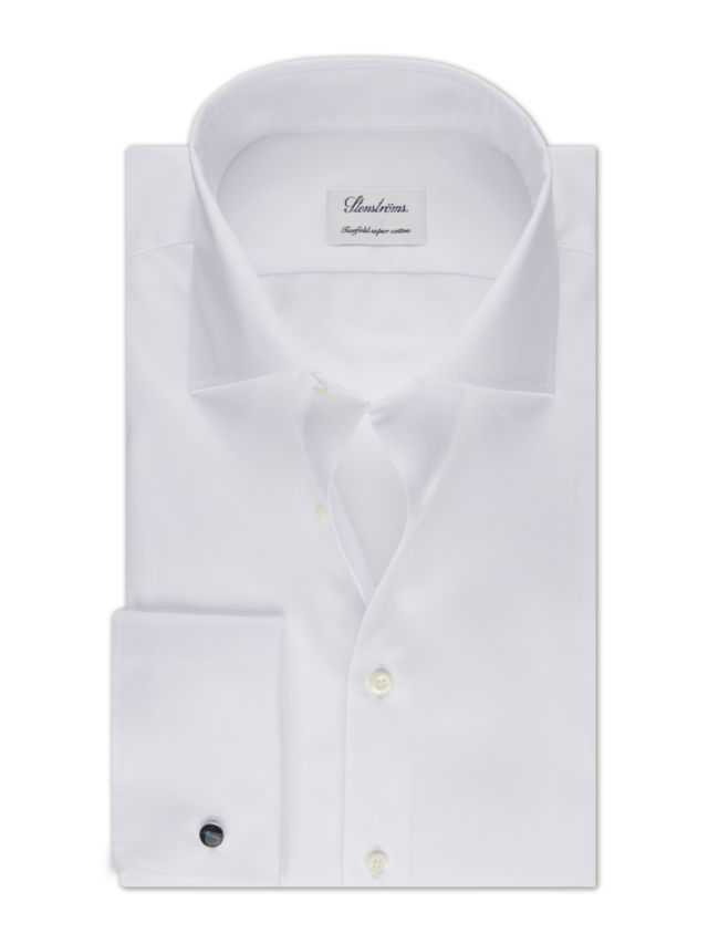 FRENCH CUFF WHITE TWILL SLIM SHIRT