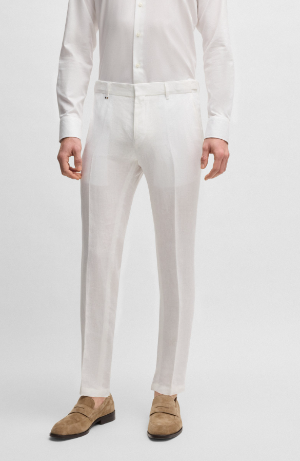 GENIUS WHITE FORMAL LINEN CANVAS TROUSER