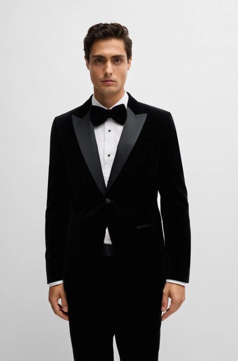 SLIM FIT TUXEDO JACKET IN PURE COTTON VELVET