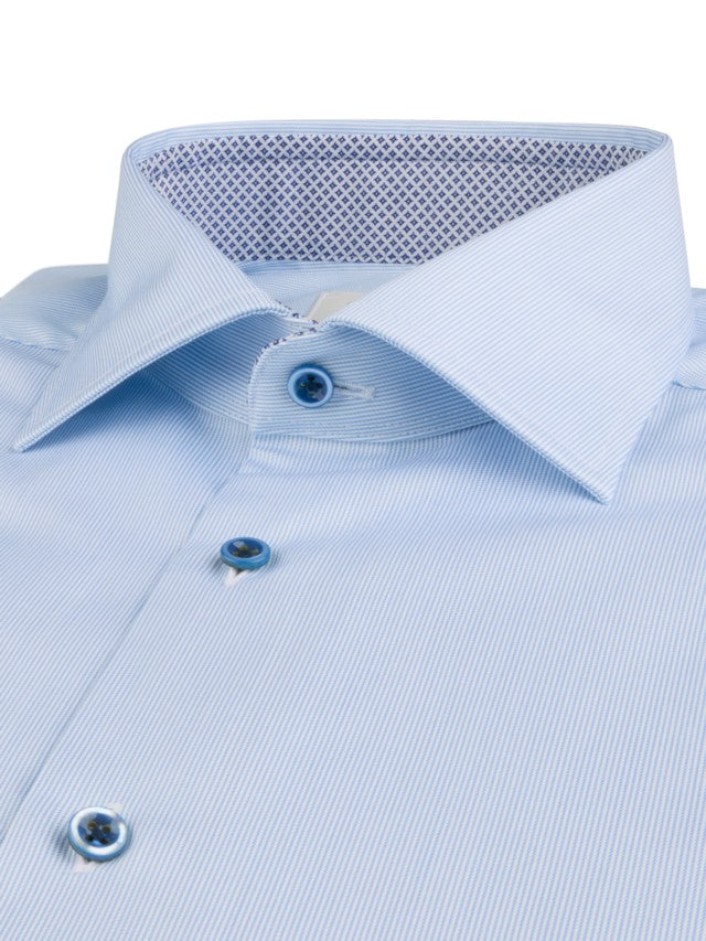 LIGHT BLUE STRIPE CONTRAST TWILL FITTED BODY SHIRT