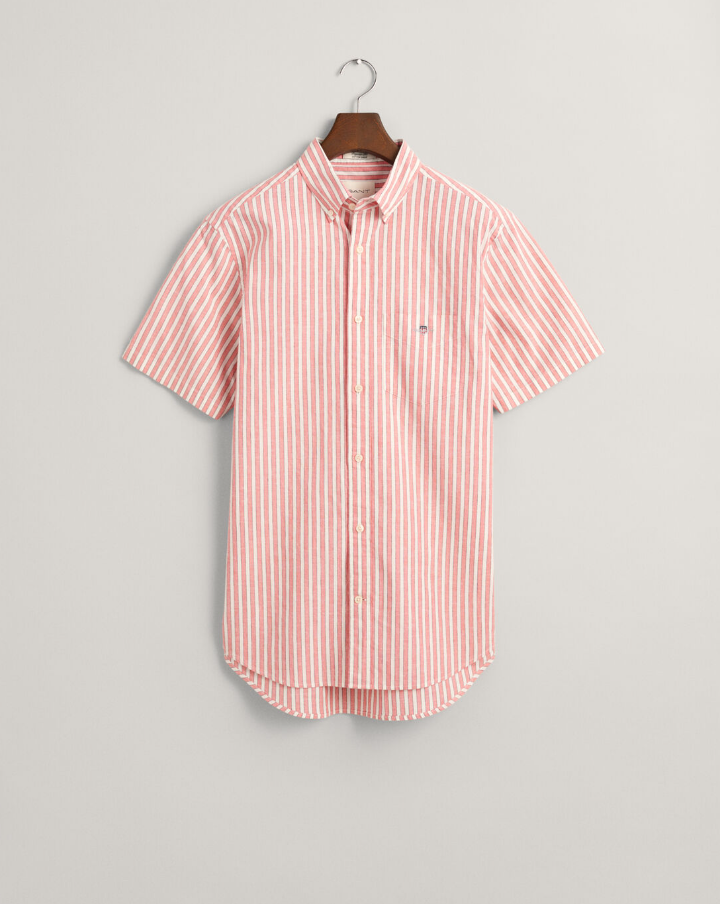 REG COTTON LINEN STRIPE SS SHIRT