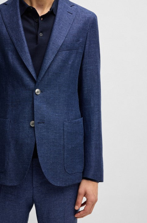 HANRY DARK BLUE BLAZER IN MICRO PATTERNED FABRIC