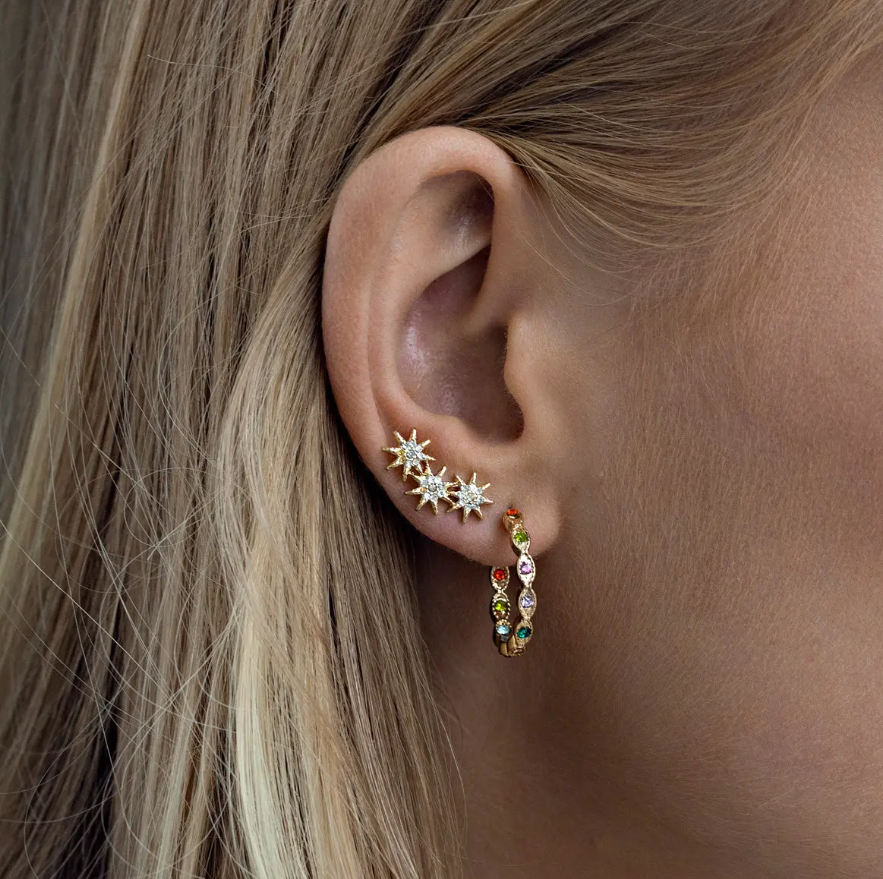 COLOURFUL CHRYSTALS HOOP EARRINGS