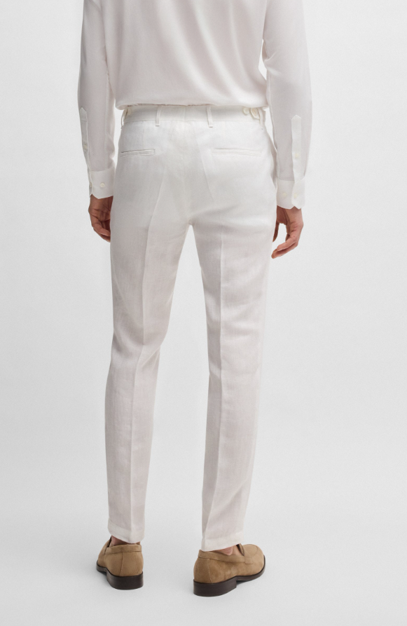 GENIUS WHITE FORMAL LINEN CANVAS TROUSER