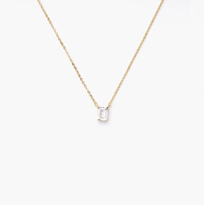 ONE STONE NECKLACE WHITE GOLD