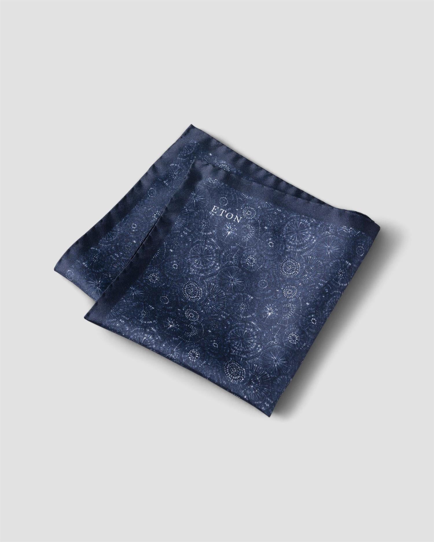 Navy blue Motif Silk Pocket Square