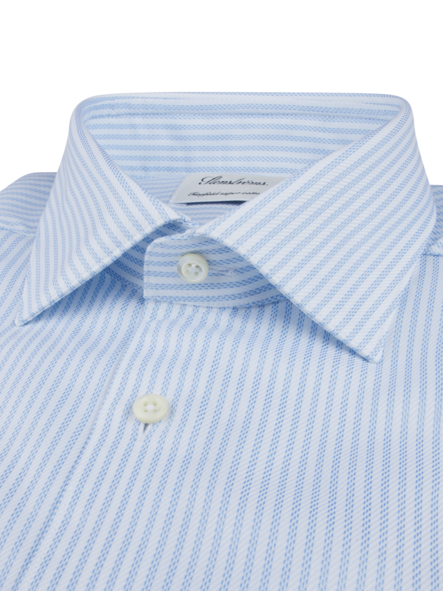 Blue Striped Twill Fitted Body Shirt AW24