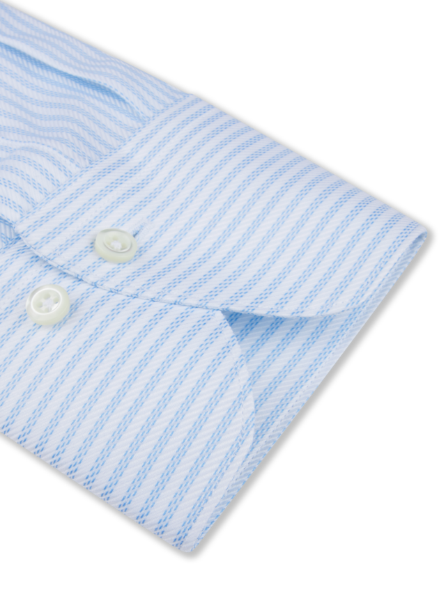 Blue Striped Twill Fitted Body Shirt AW24