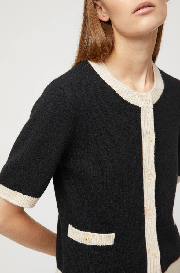 TOULOUSE CARDIGAN TEE BLACK/BUTTER