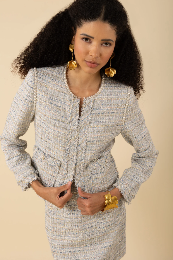 ZAYLEE TWEED JACKET BLU