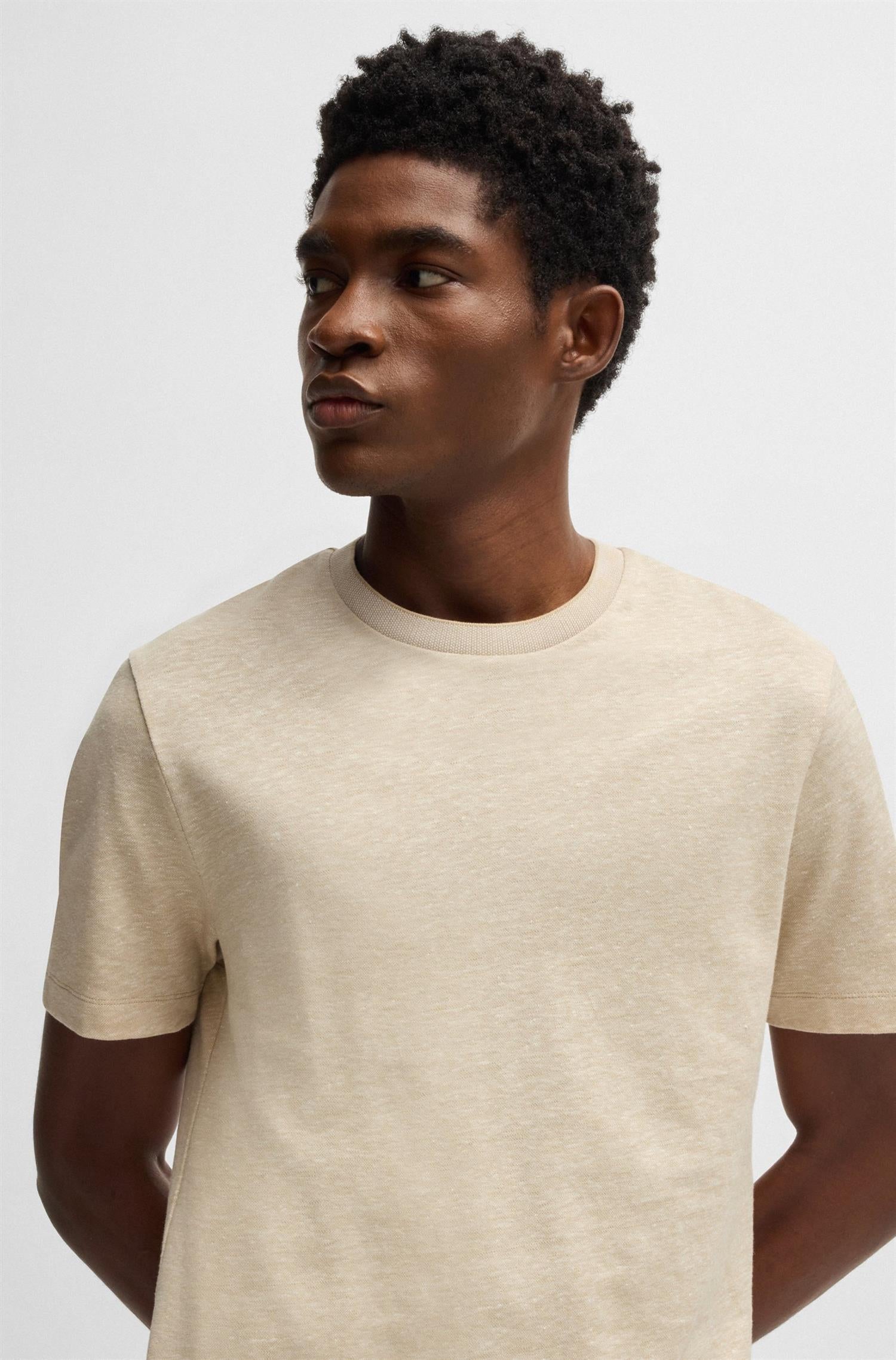 THOMPSON REGULAR FIT T-SHIRT IN COTTON AND LINEN