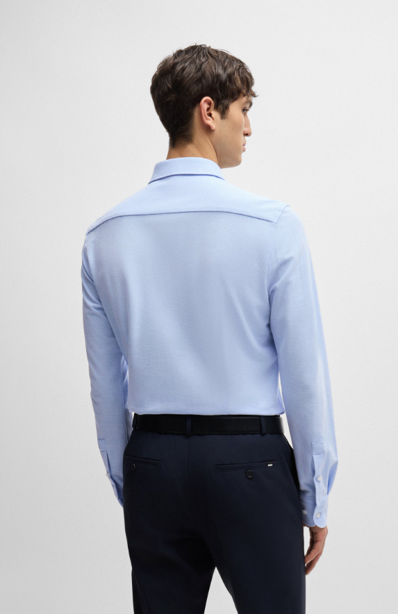 Slim-fit shirt in cotton-piqué jersey