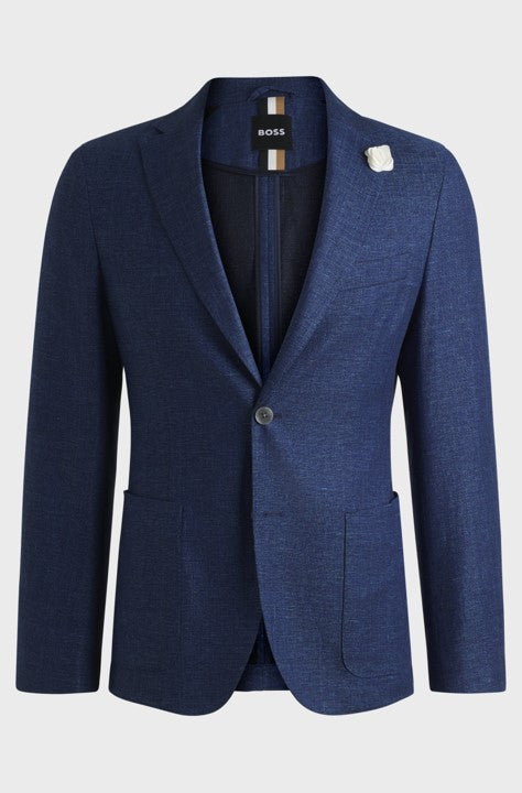 HANRY DARK BLUE BLAZER IN MICRO PATTERNED FABRIC