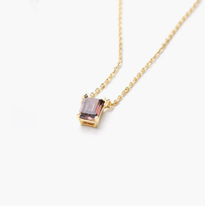 ONE STONE NECKLACEBROWN GOLD