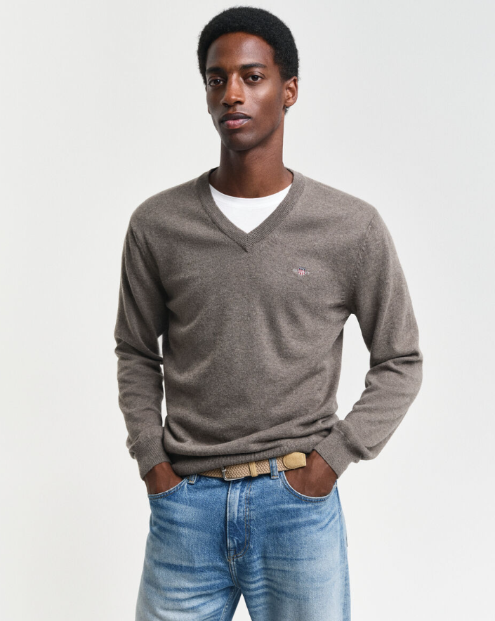 COTTON/WOOL V-NECK SWEATER