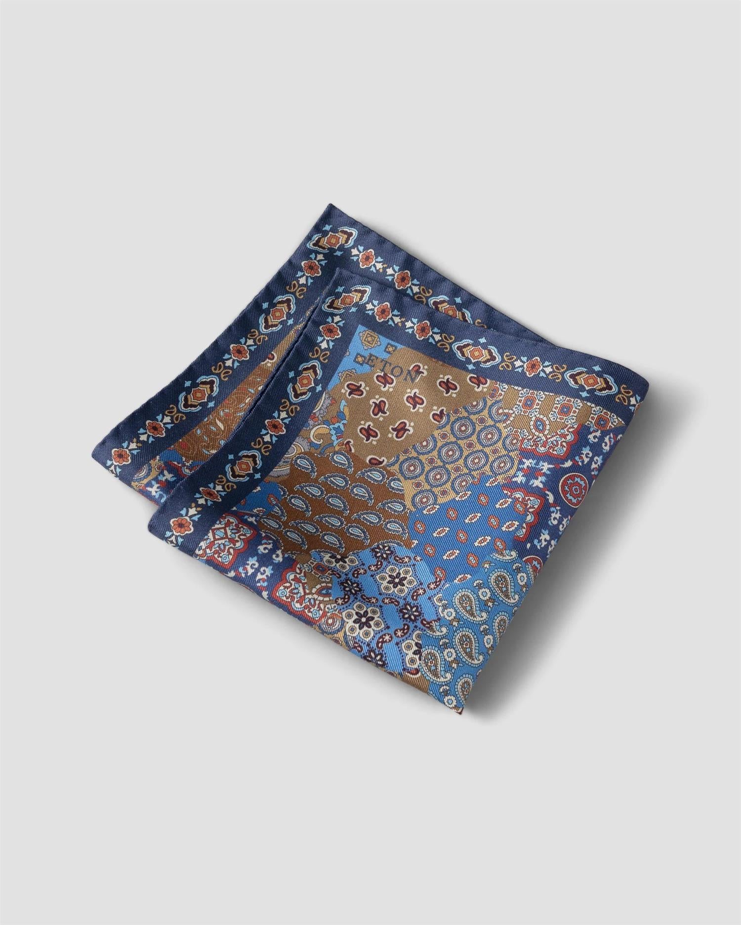 Dark blue Patchwork Silk Pocket Square