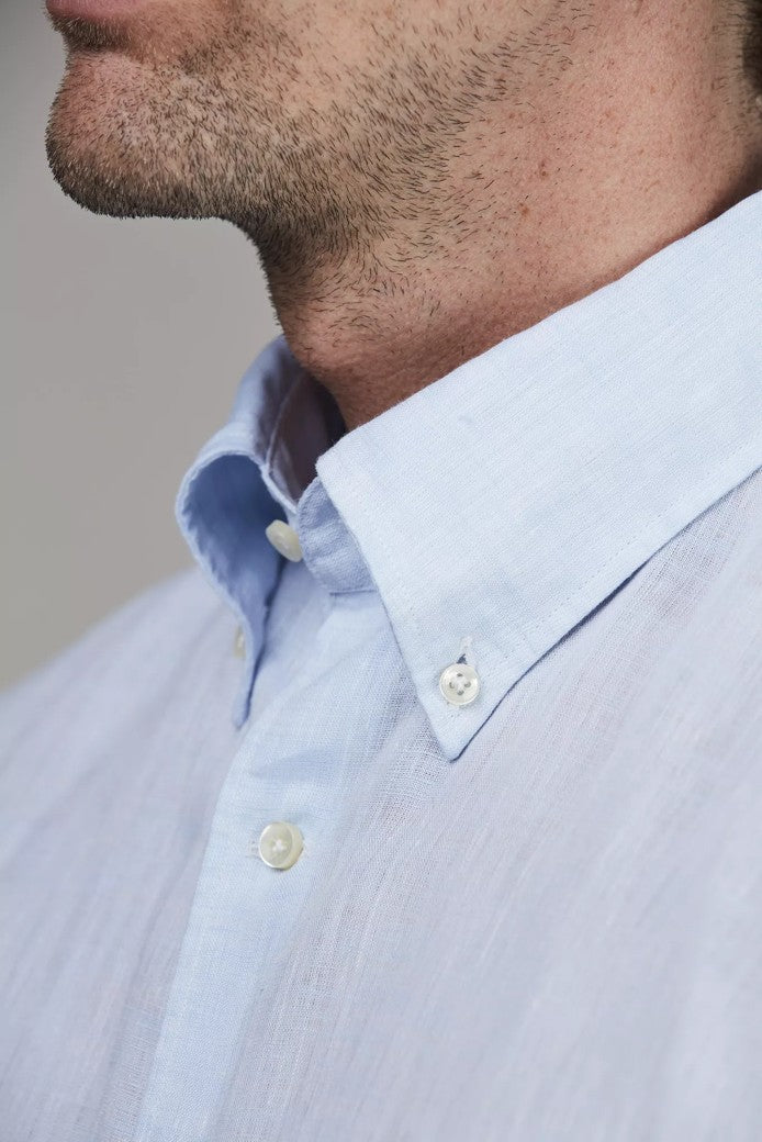 REFINE SHORT SLEEVE LINEN SHIRT LIGHT BLUE