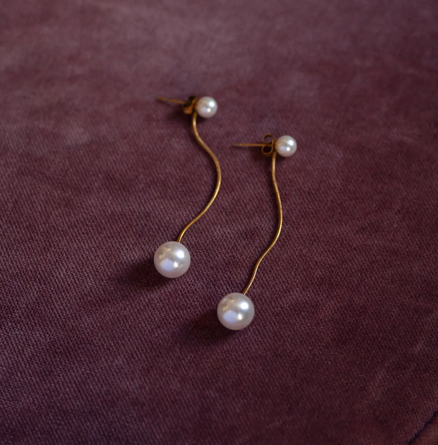 Estelle - Pearl Chain Earrings Stainless Steel