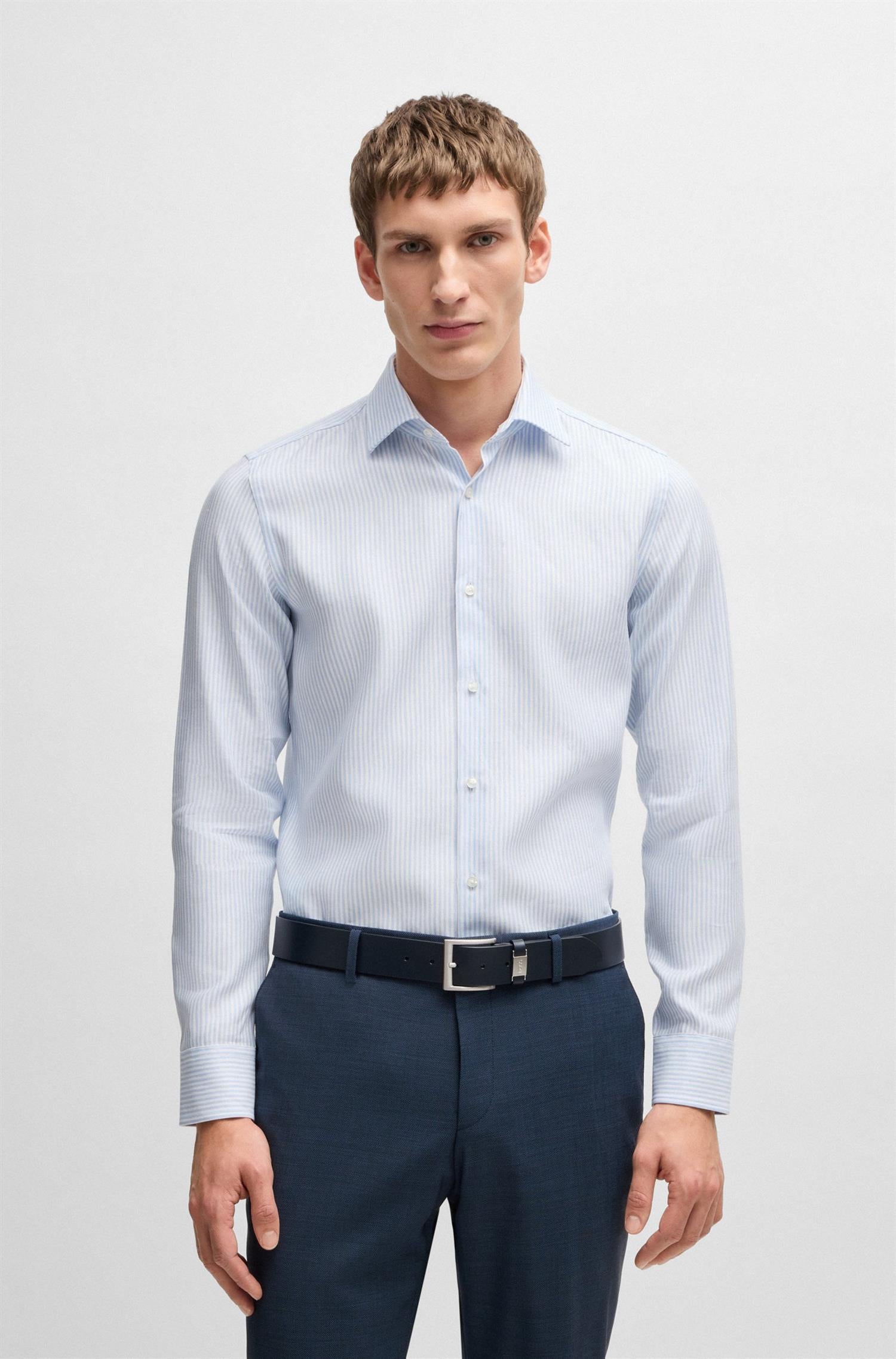 HANK SLIMFIT SHIRT IN A STRIPED LINEN BLEND