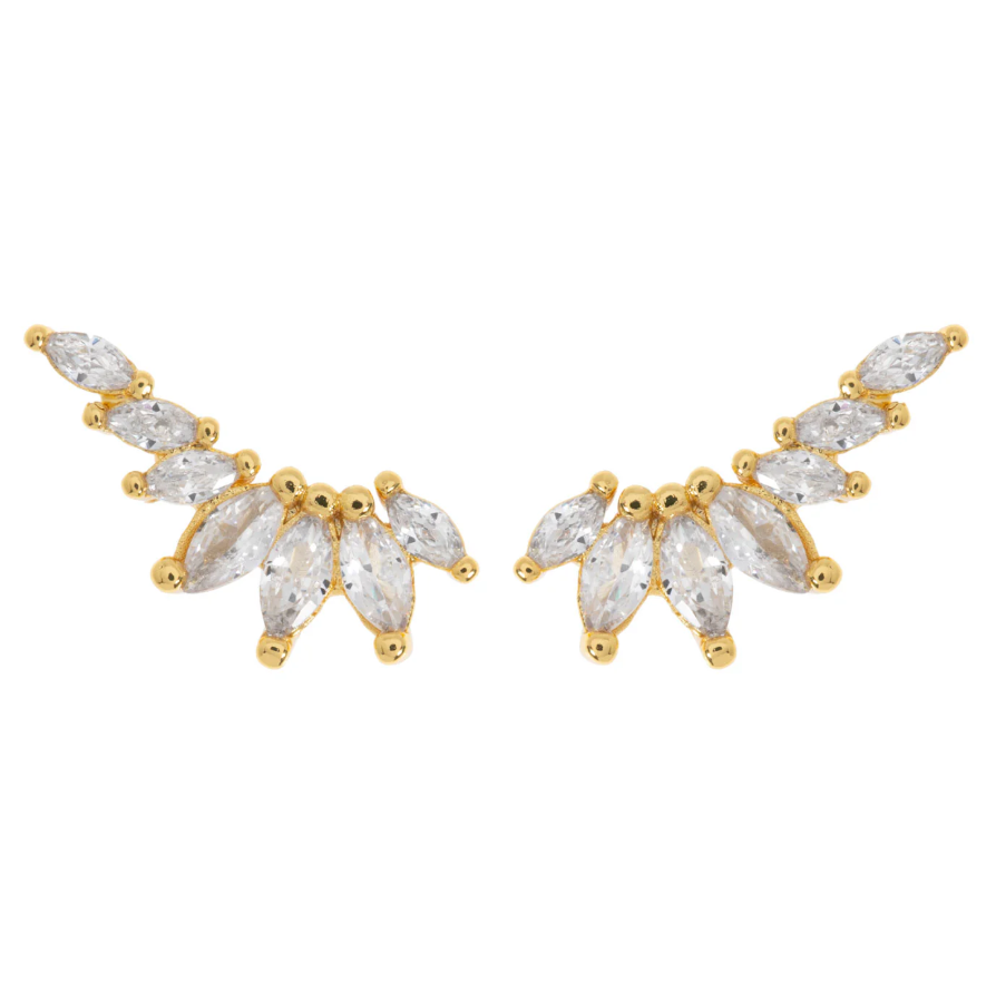 Zubi - Crystal Leaf Ear Climber Earrings