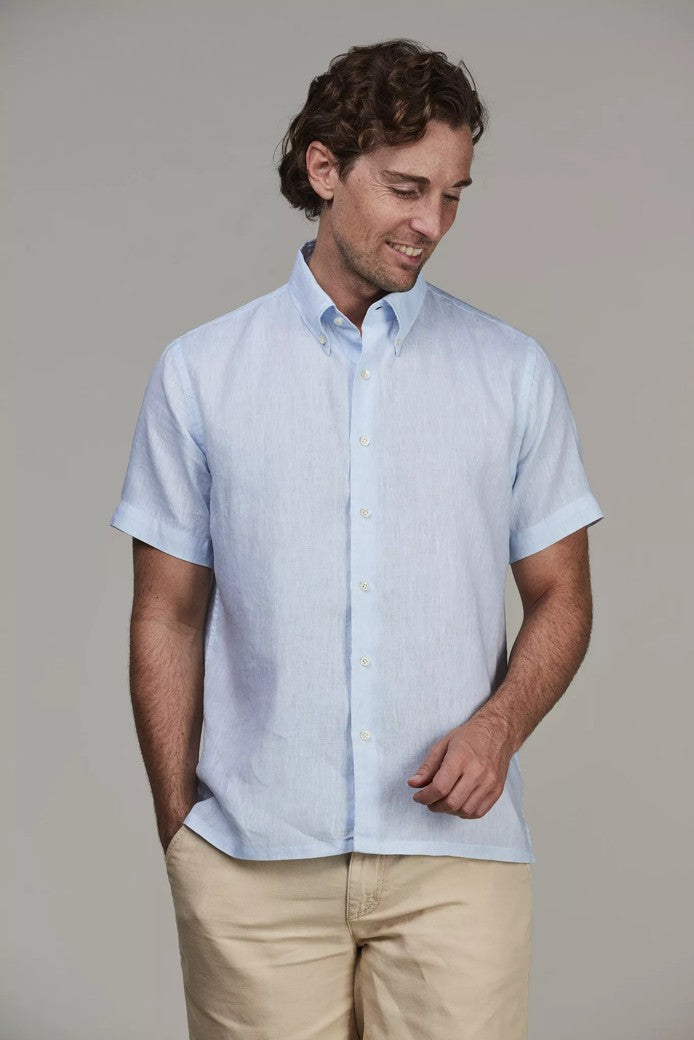 REFINE SHORT SLEEVE LINEN SHIRT LIGHT BLUE