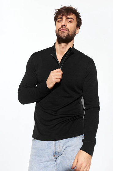 PE WOOL BAMBOO HALF ZIP SWEATER