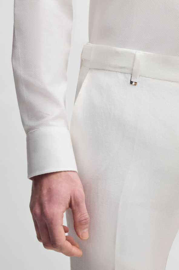 GENIUS WHITE FORMAL LINEN CANVAS TROUSER