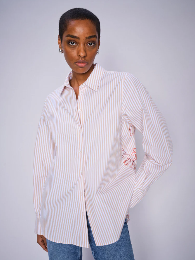 MMELINDA LEAFY STRIPE SHIRT-SESAME