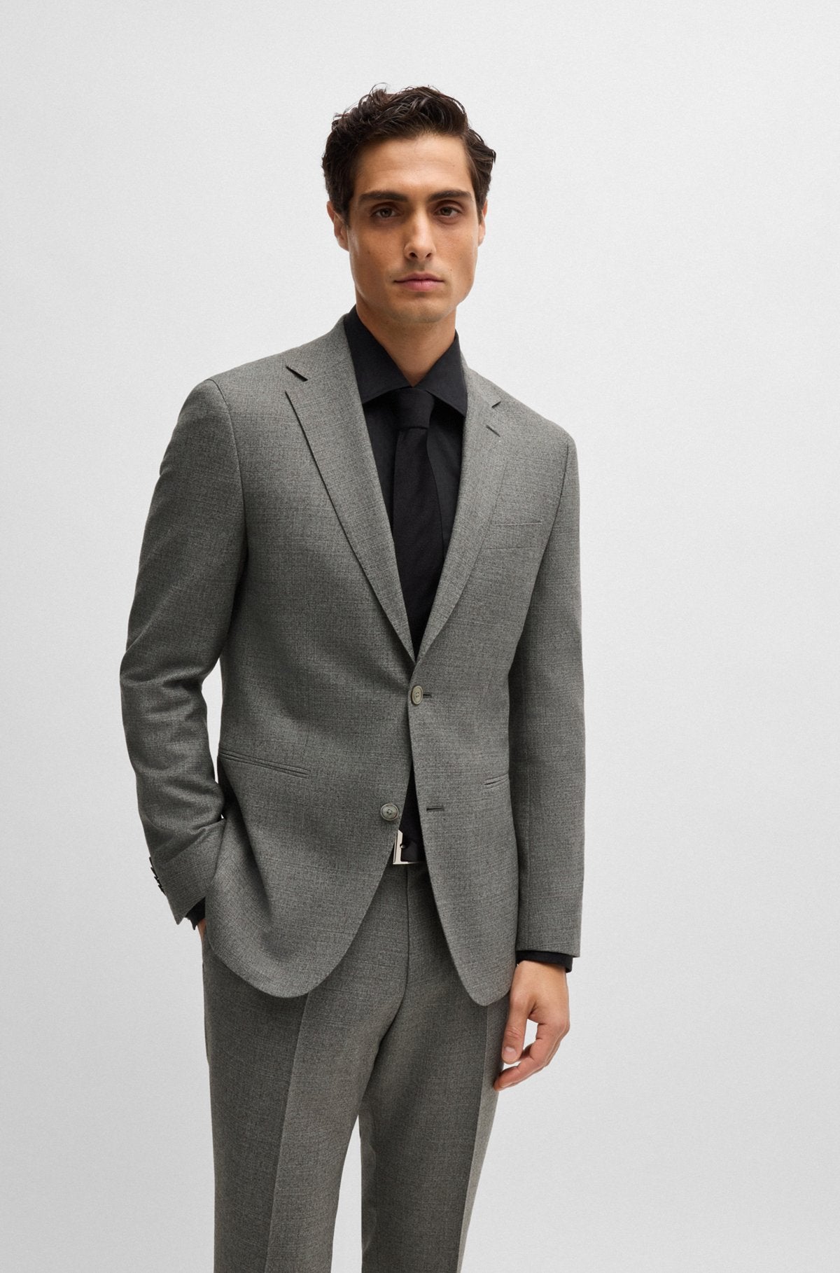 HUGE 2PCS SUIT IN MICRO PATTERNED STRETCH WOOL