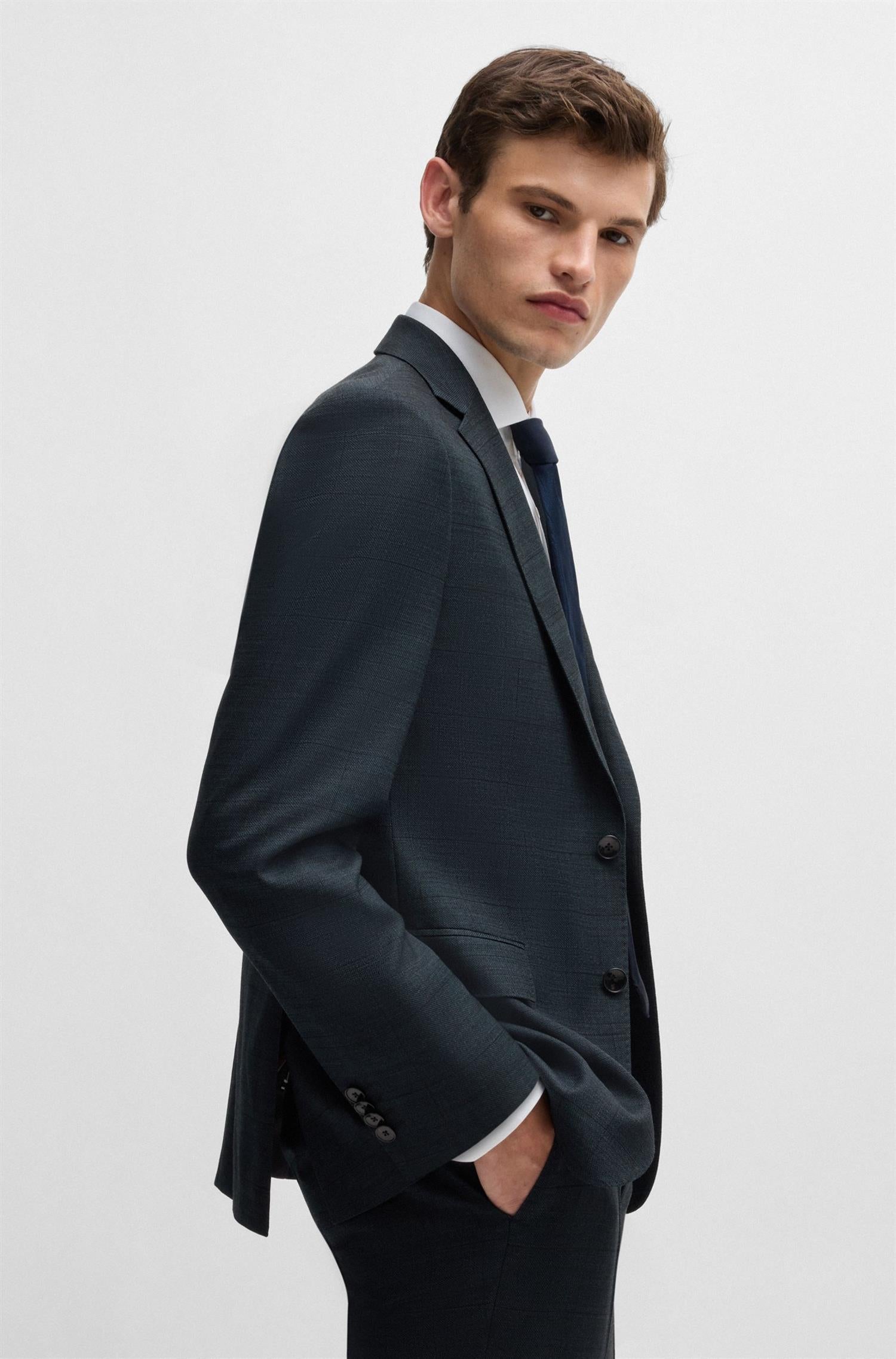 REGULAR-FIT SUIT IN CHECKED STRETCH WOOL