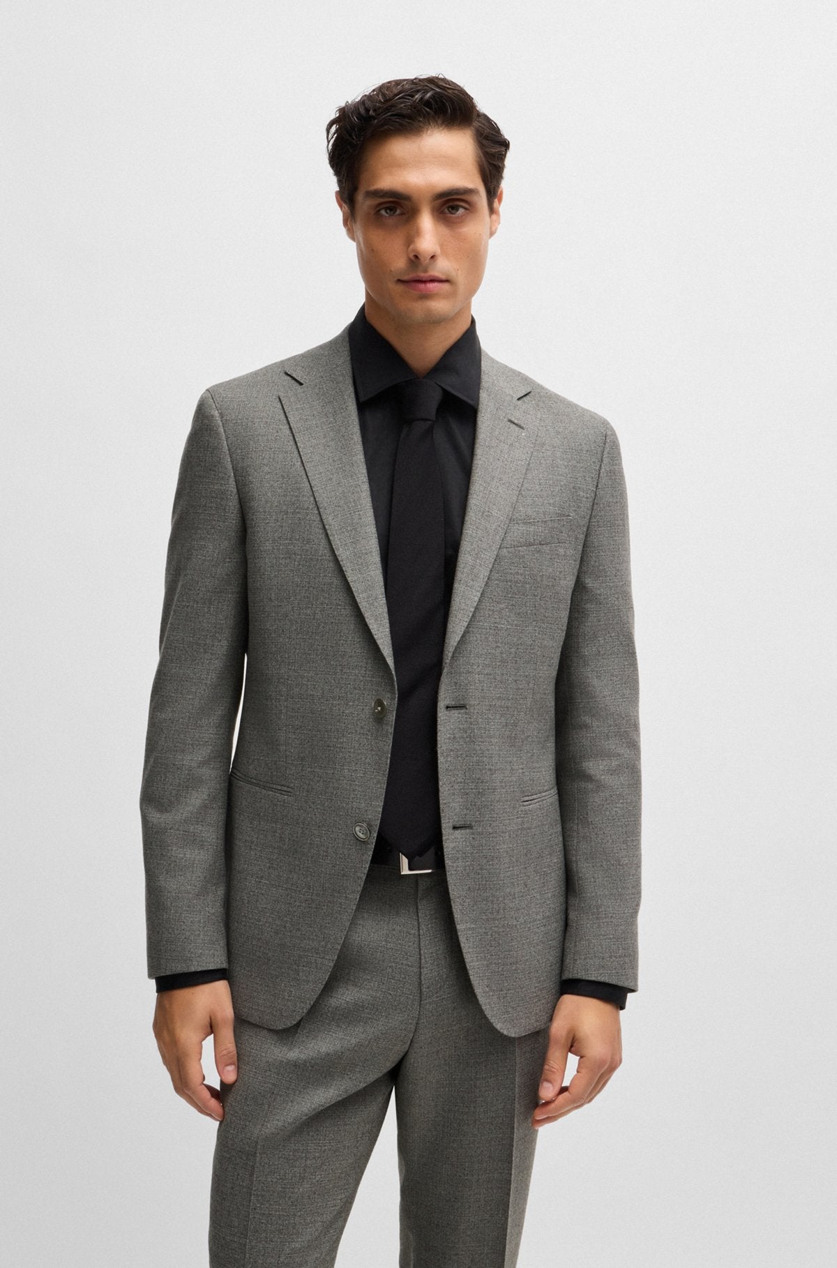 HUGE 2PCS SUIT IN MICRO PATTERNED STRETCH WOOL