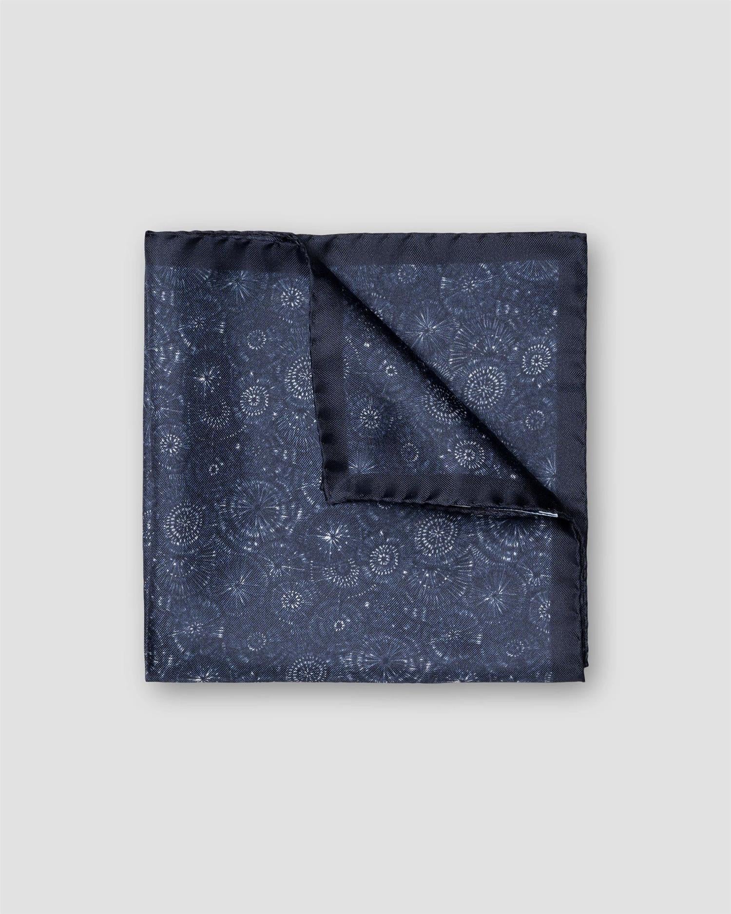 Navy blue Motif Silk Pocket Square