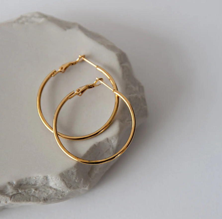 Jo - Medium Hoop Earrings 35 mm Stainless Steel - Gold