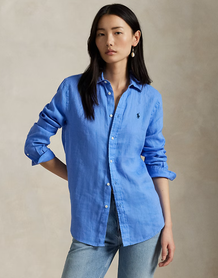 CLASSIC FIT LINEN  SHIRT-HRB IS BLUE