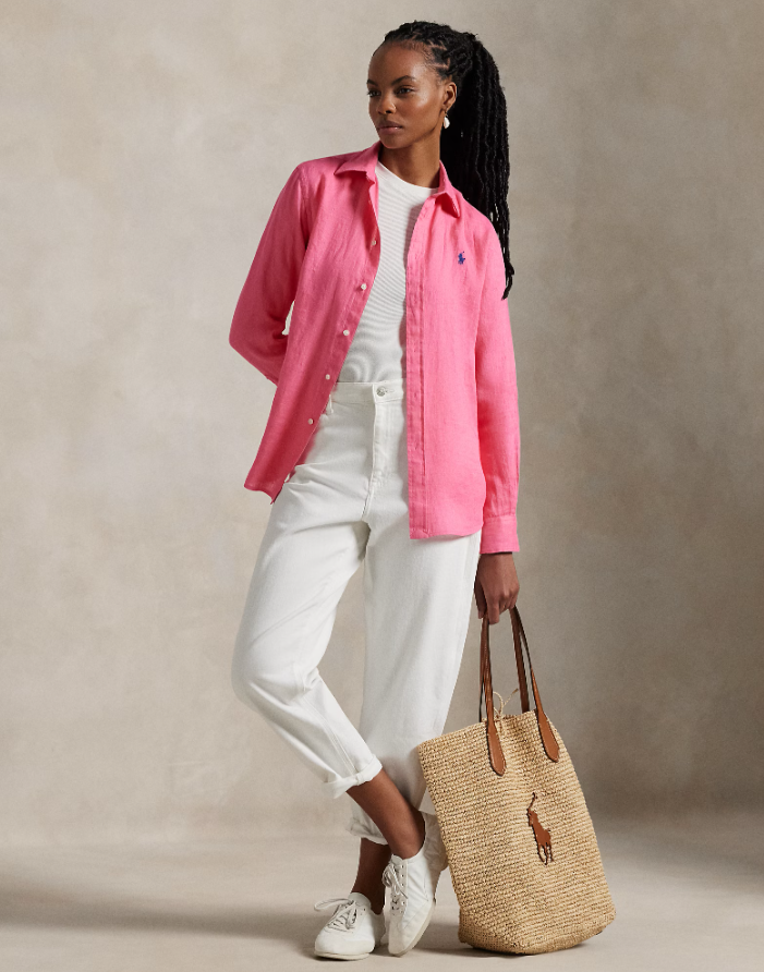 CLASSIC FIT LINEN  SHIRT-HT FUSCHIA