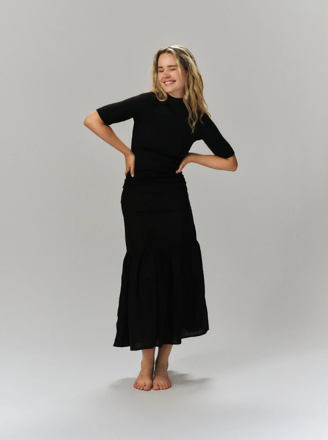 VILDA LINEN SKIRT BLACK