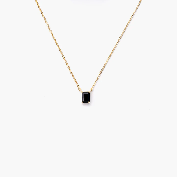 ONE STONE NECKLACE BLACK GOLD