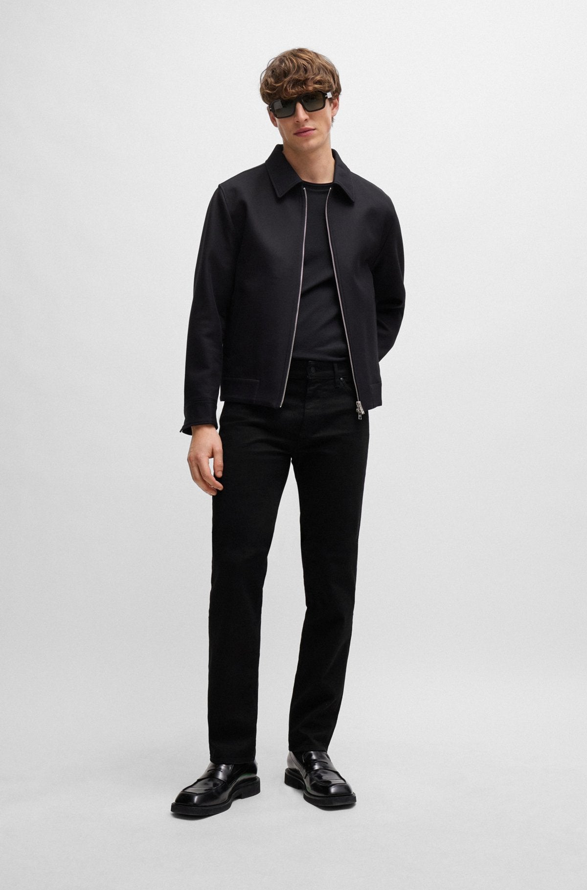 REGULAR-FIT JEANS IN BLACK-BLACK ITALIAN DENIM