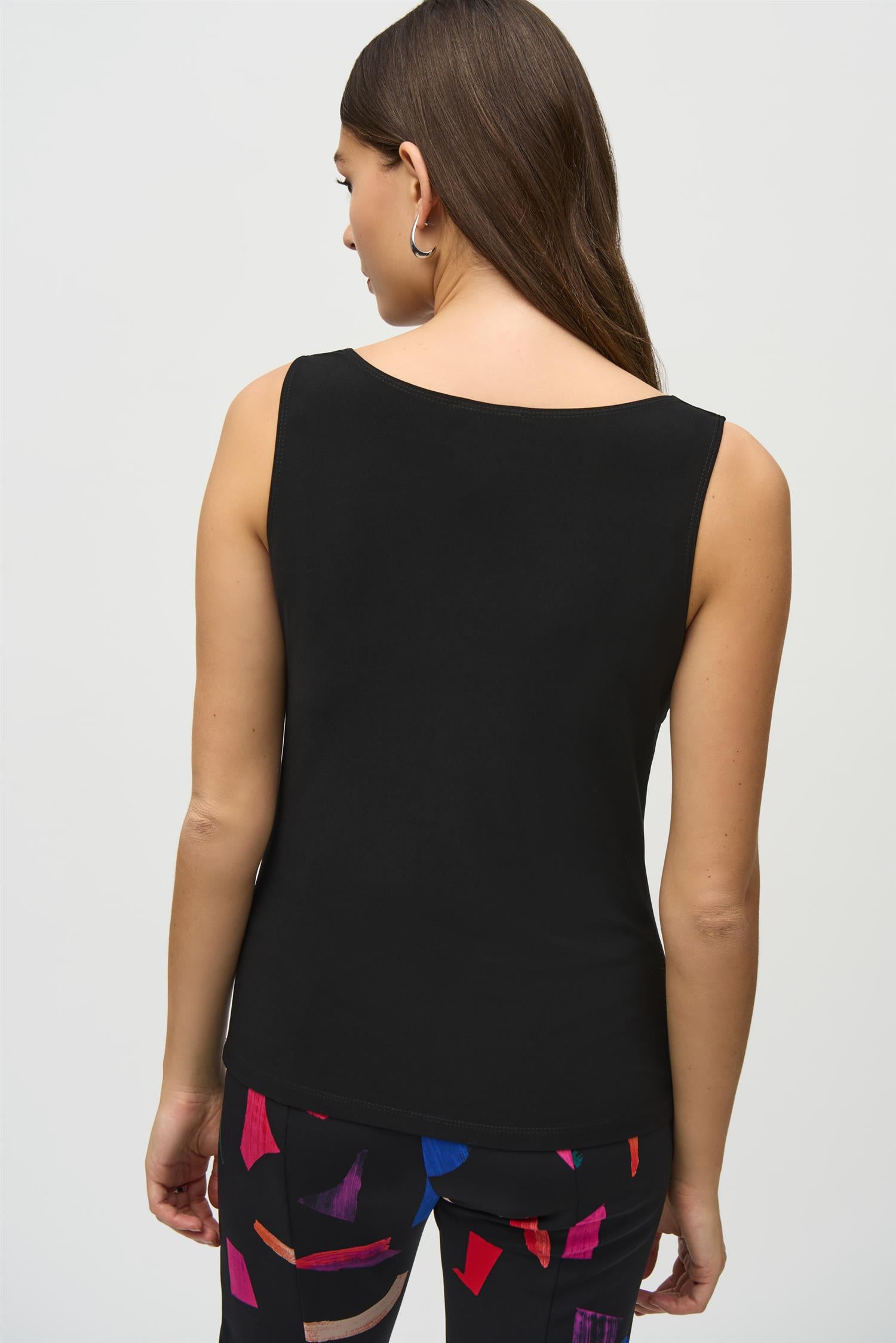 Silky Knit Cowl Neck Camisole - Sort