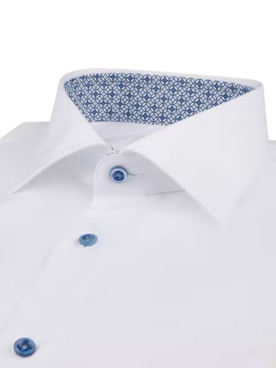 WHITE BLUE CONTRAST TWILL SLIMFIT SHIRT SS25