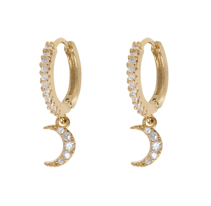 Eliza - Moon Crystal Hoop Earrings