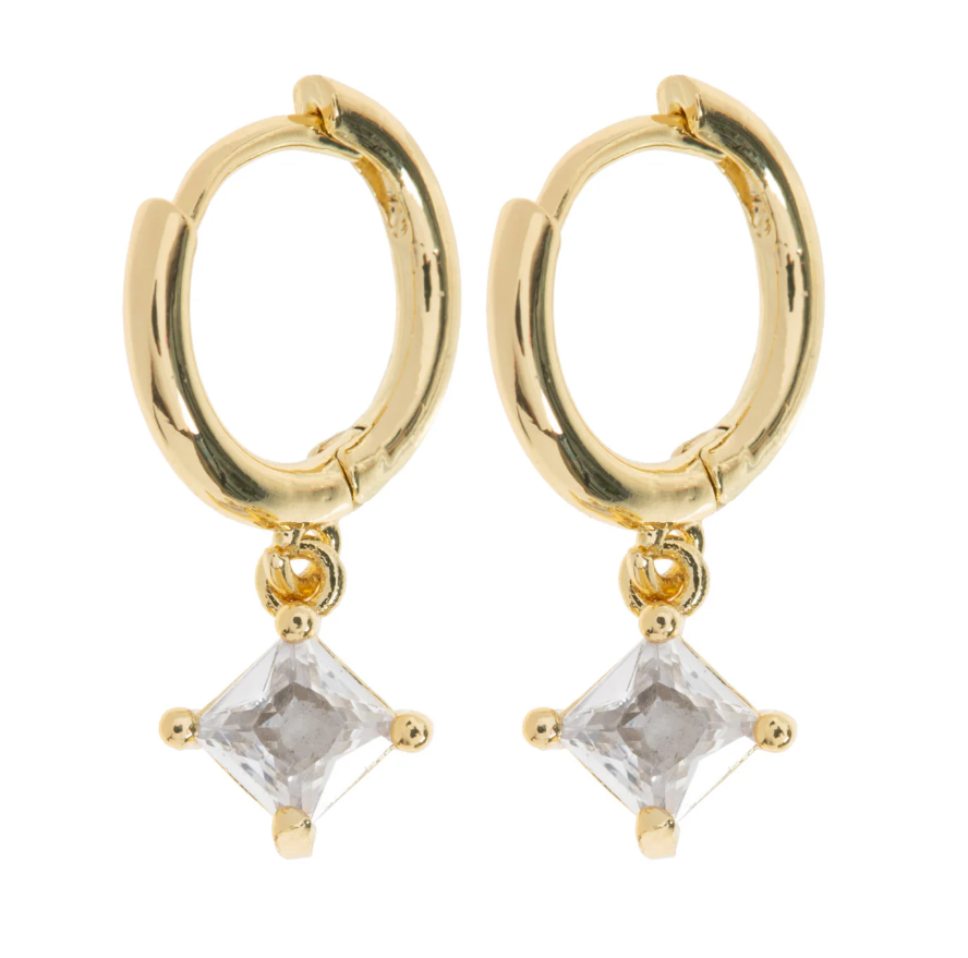 Cindy - Crystal Rhombus Hoop Earrings