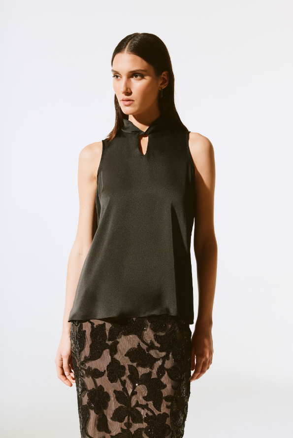 Satin Sleeveless Keyhold Top